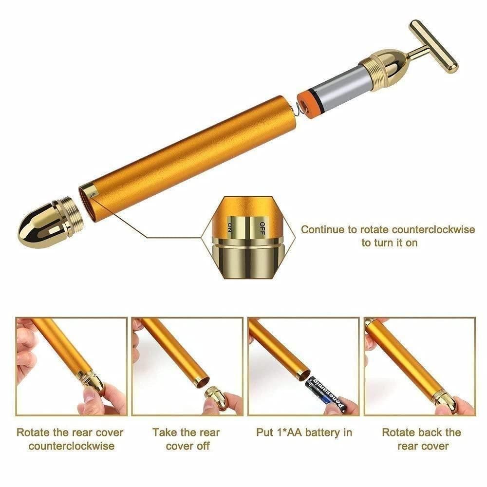 🔥 HOT SALE 🔥 Luxury Skincare 24K Gold Energy Electric Facial Massager Roller (50% OFF)