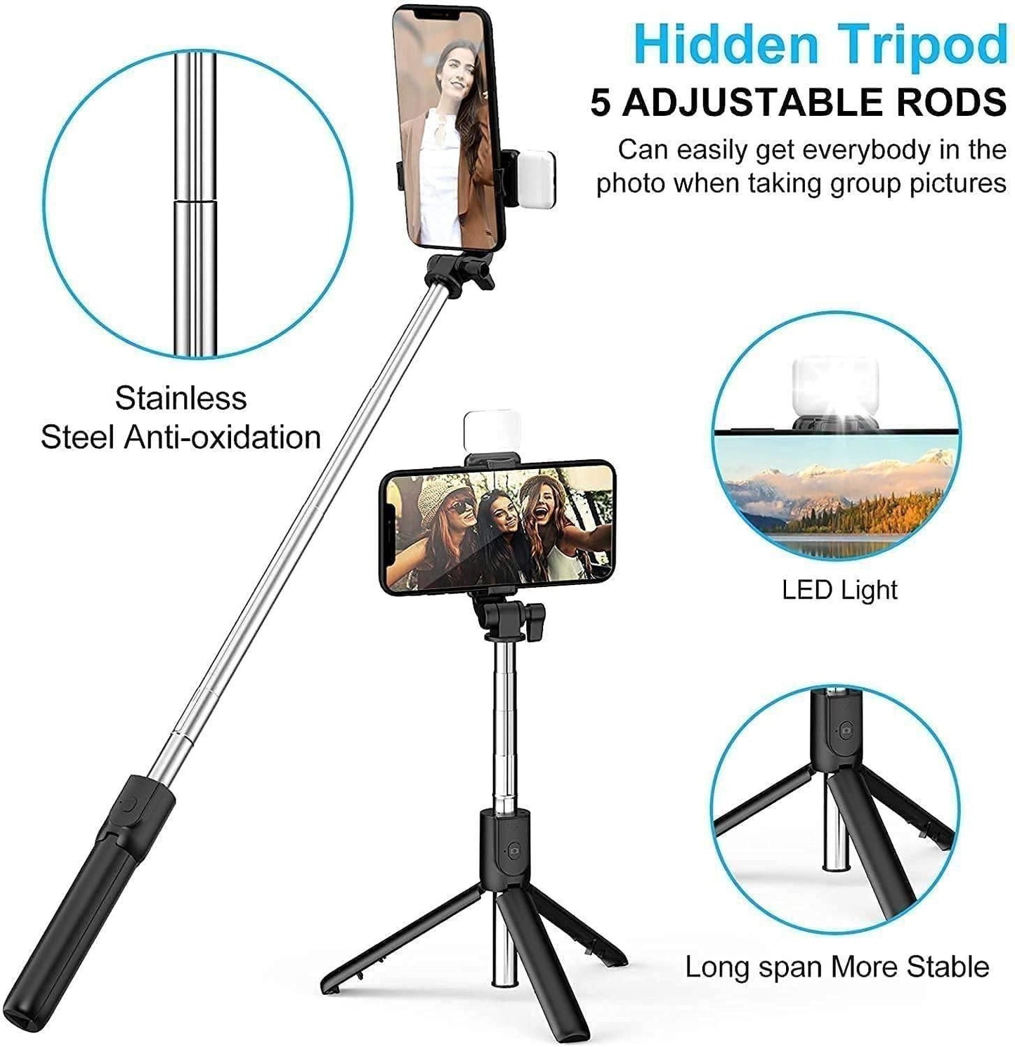 🔥Last Day 50% OFF🔥 MagicGrip Pro – Compact 3-in-1 Selfie Stick Tripod with Remote