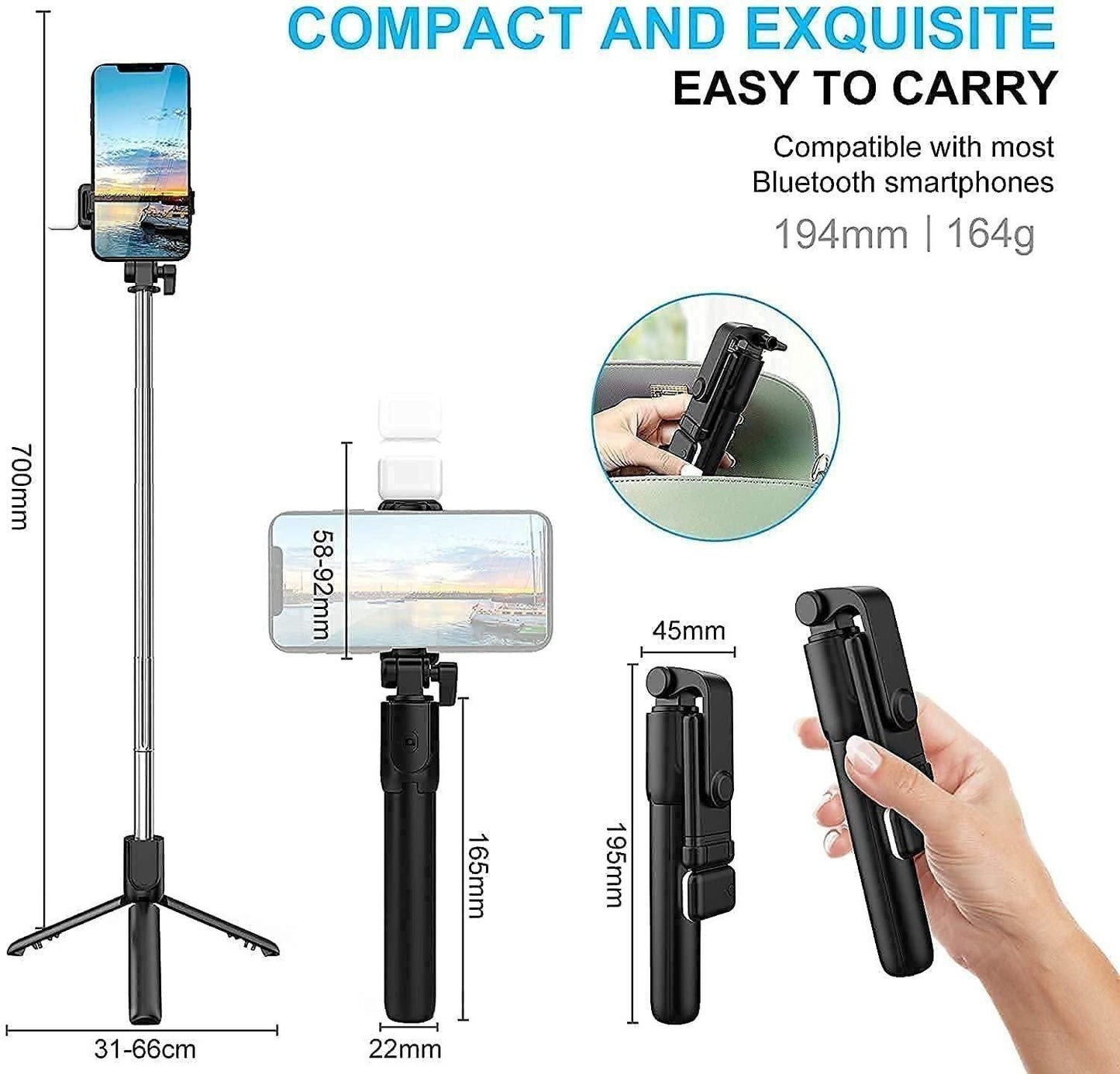 🔥Last Day 50% OFF🔥 MagicGrip Pro – Compact 3-in-1 Selfie Stick Tripod with Remote